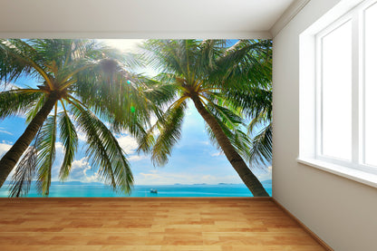 Palm Trees on Tropical Beach Wall Mural