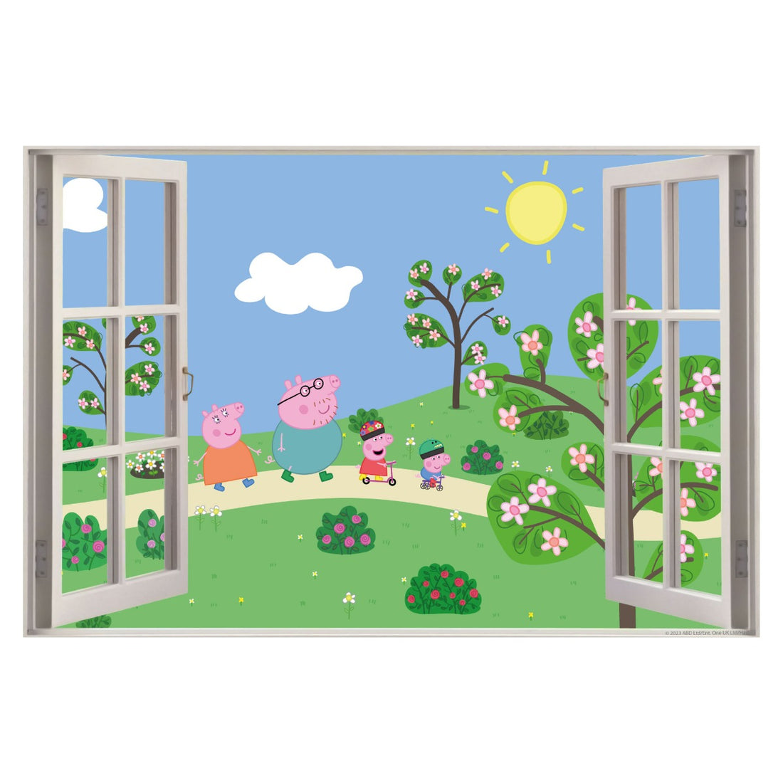 Peppa Pig Wall Sticker - Peppa and Family Park Scene Window Wall Decal ...