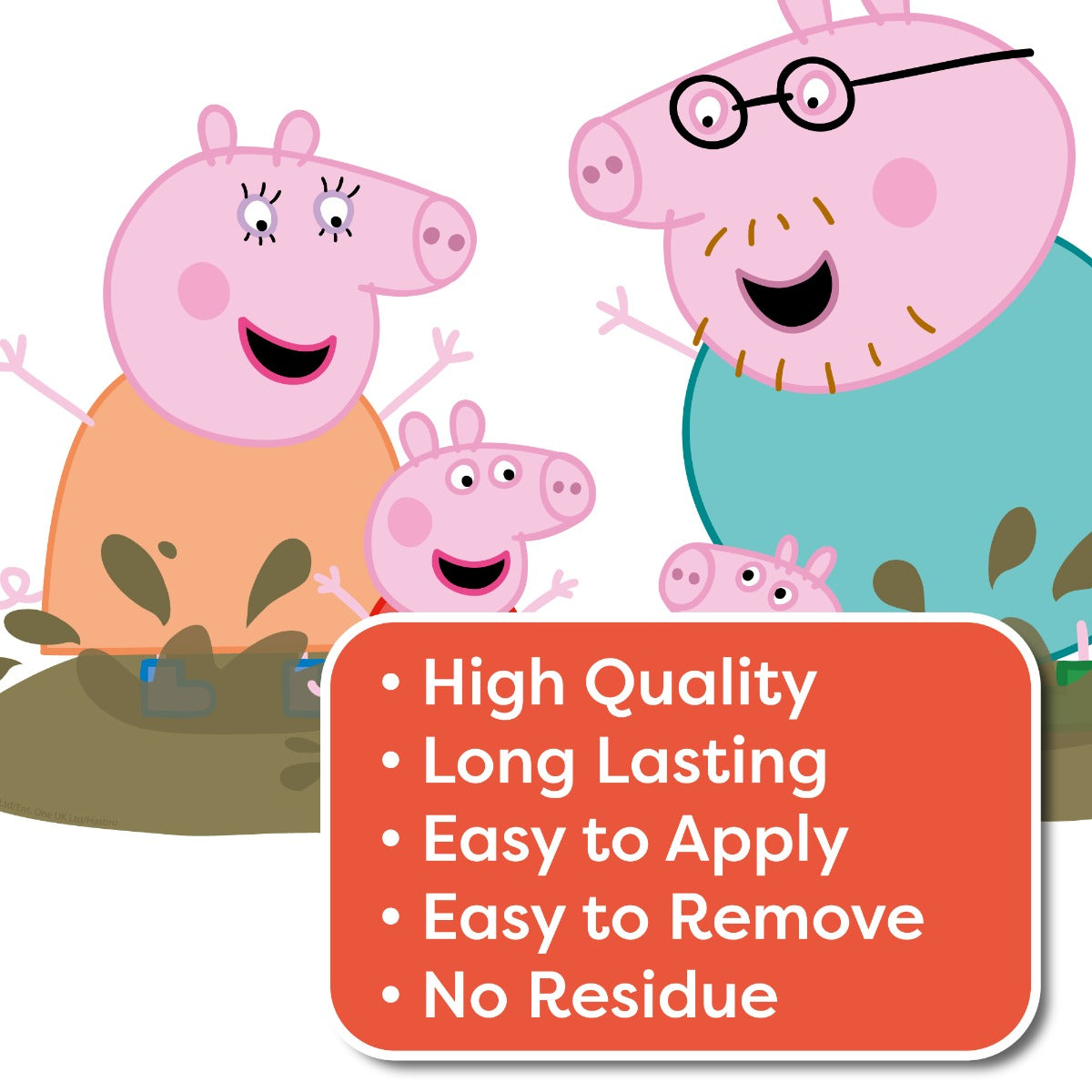 Peppa Pig Wall Sticker - Peppa Pig and Family Jumping in Muddy Puddles