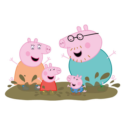 Peppa Pig Wall Sticker - Peppa Pig and Family Jumping in Muddy Puddles