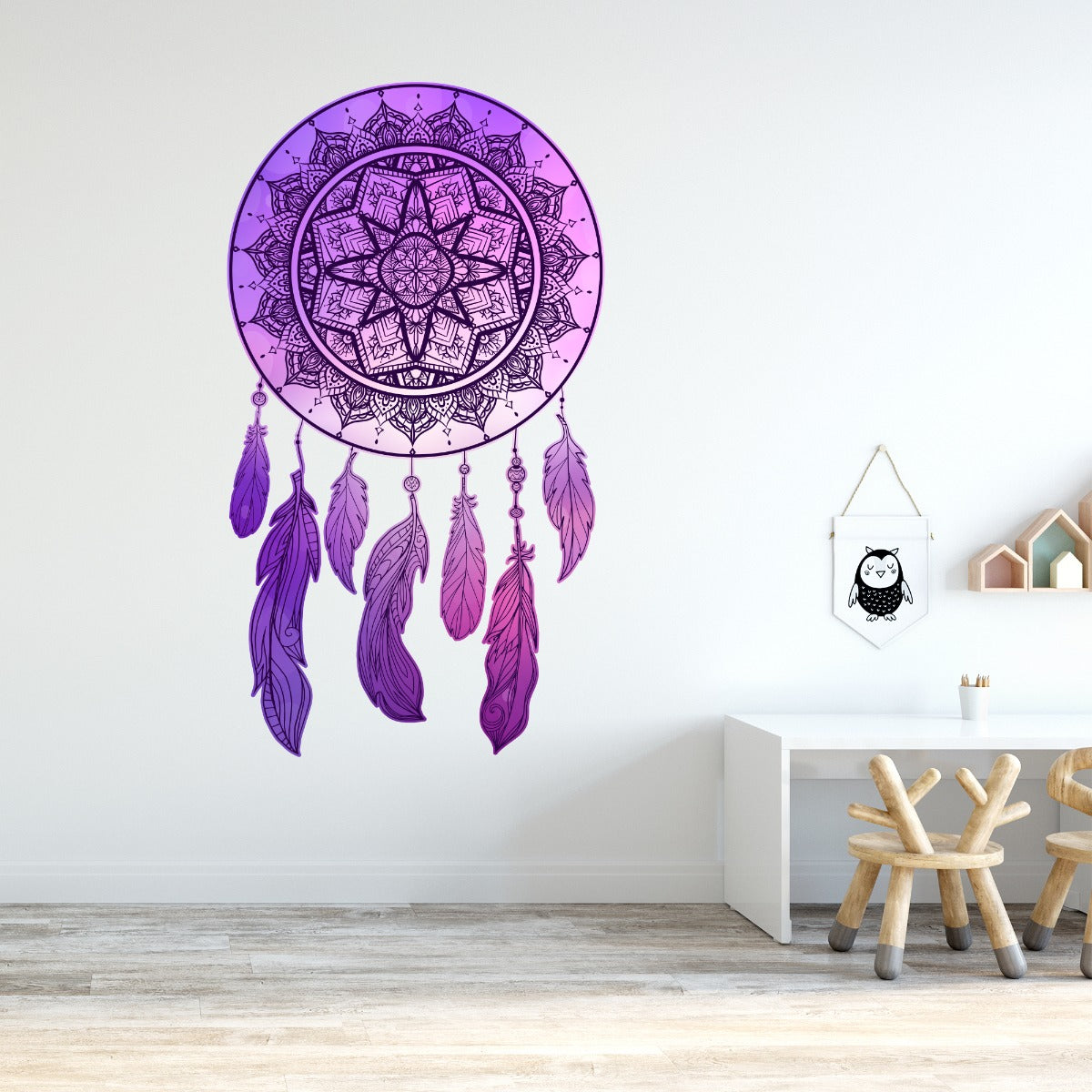 Mandala Wall Sticker - Pink and Purple Mandala Dreamcatcher