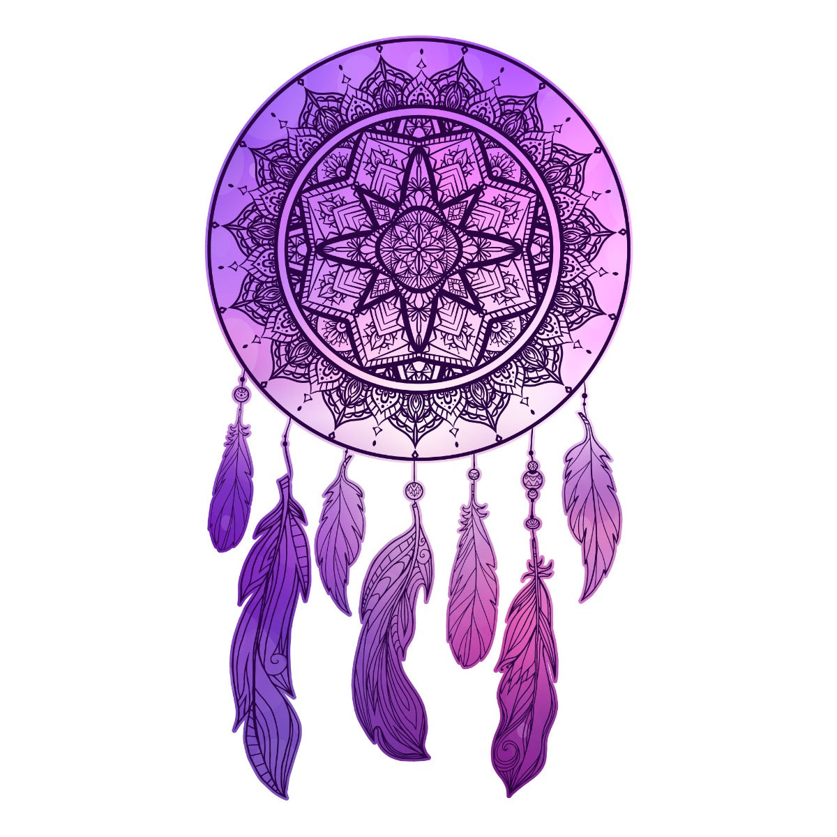 Mandala Wall Sticker - Pink and Purple Mandala Dreamcatcher