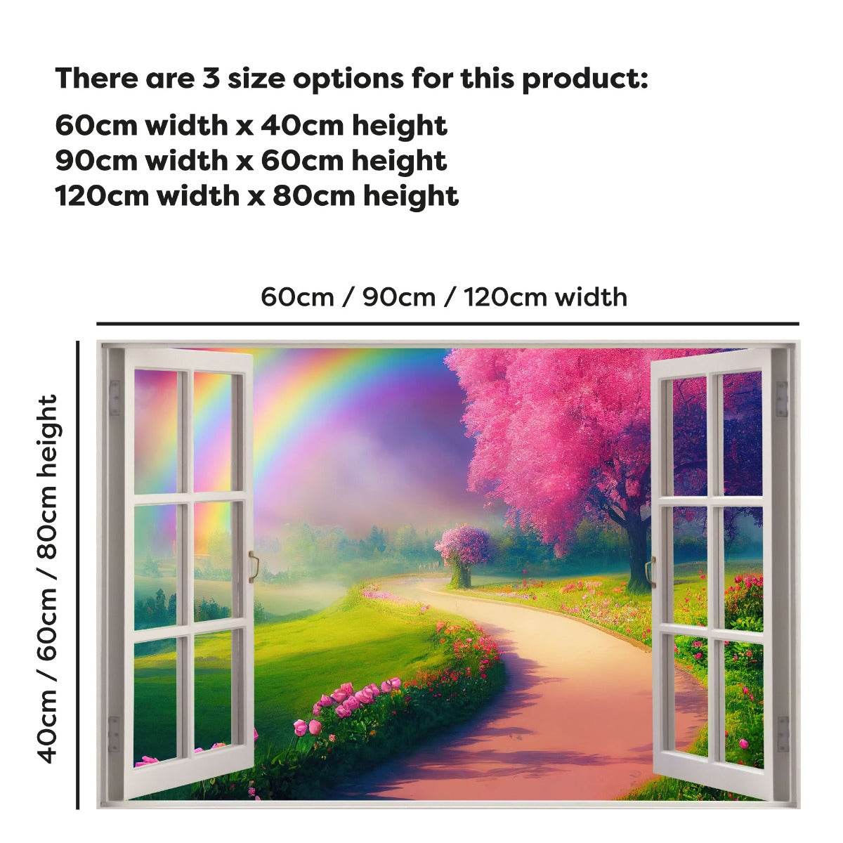 Rainbow Wall Sticker - Pink Rose Garden Rainbow Window