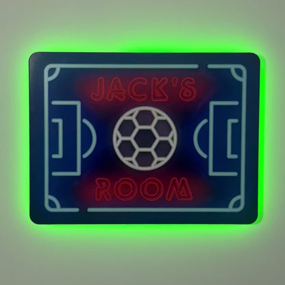 Neon Football Pitch Personalised LED Backlit Wallpop