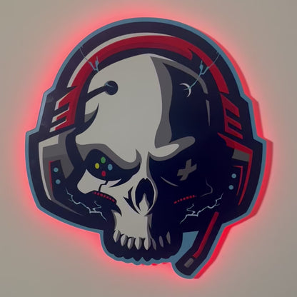 Gamer Skull Headset LED Backlit Wallpop