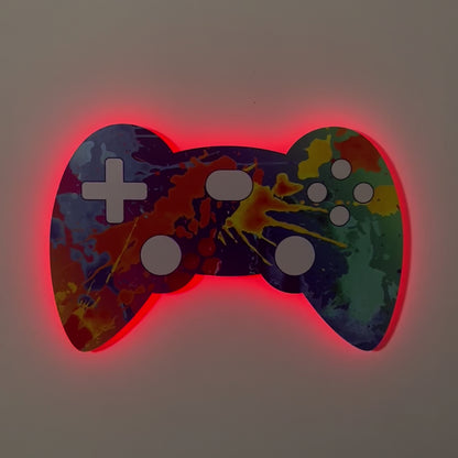 Gaming Controller Paint Splatter LED Backlit Wallpop