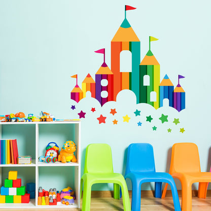 Rainbow Wall Sticker - Rainbow Crayon Castle