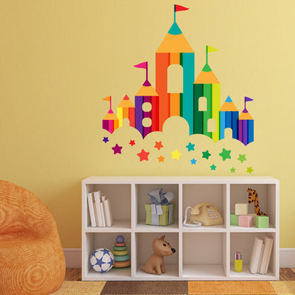 Rainbow Wall Sticker - Rainbow Crayon Castle