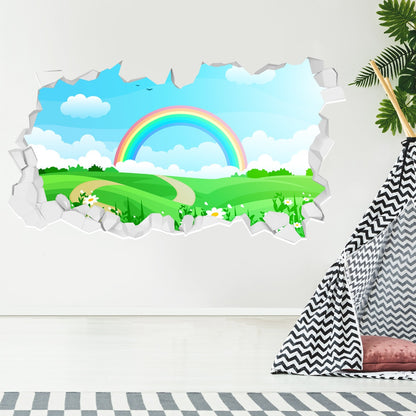 Rainbow Wall Sticker - Daisy Meadow Rainbow Broken Wall