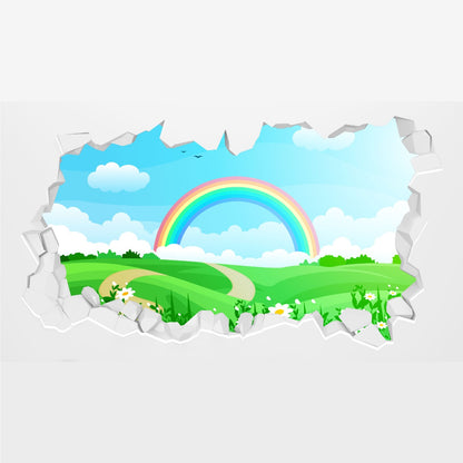 Rainbow Wall Sticker - Daisy Meadow Rainbow Broken Wall