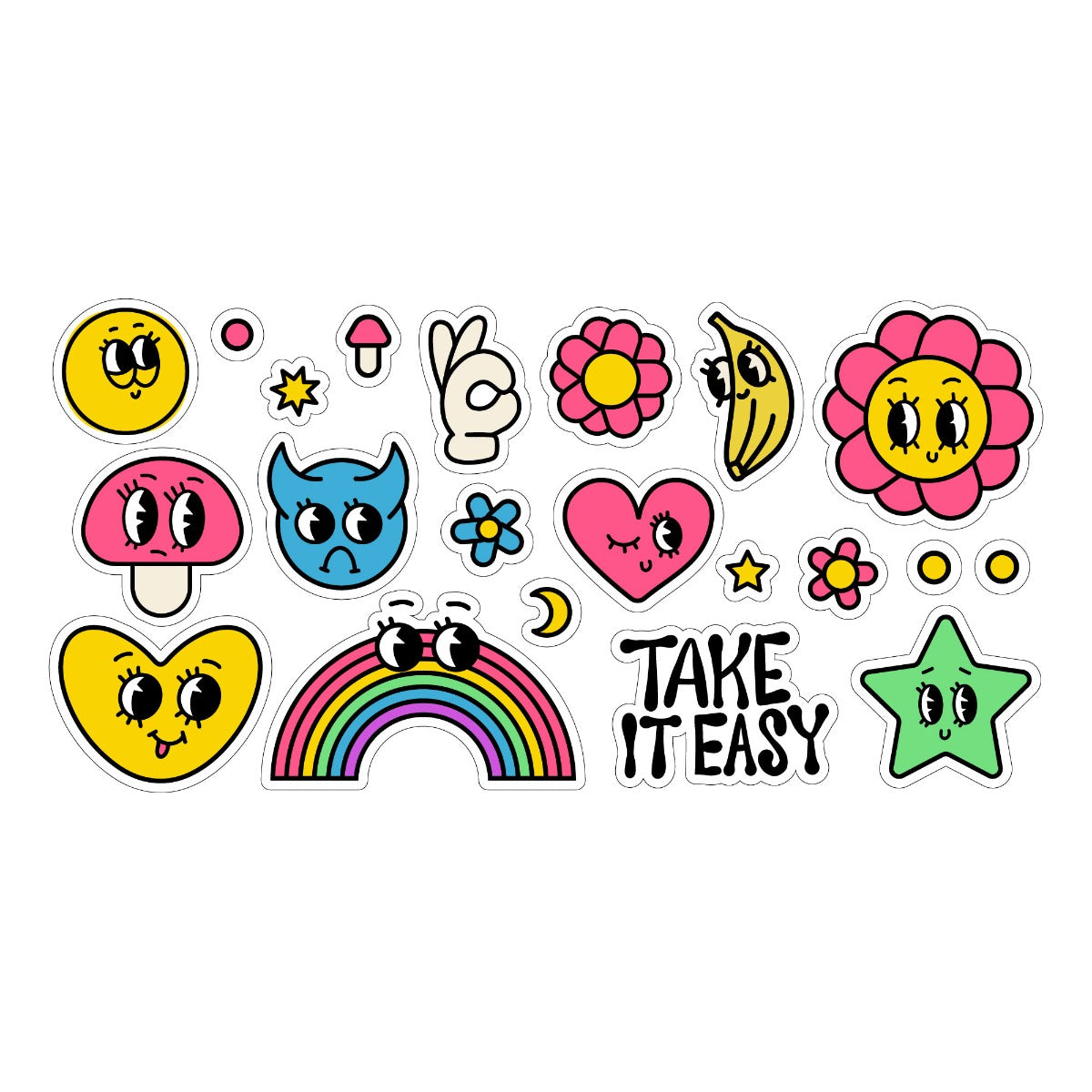 Rainbow Wall Sticker - Retro Mascot