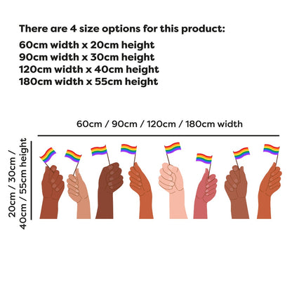 Rainbow Wall Sticker - Set of Hands Waving Rainbow Pride Flags