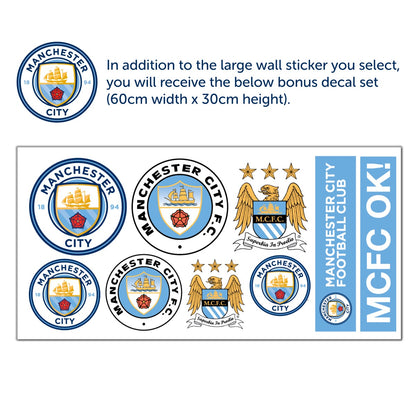 Manchester City Football Club - CITY in Stands Broken Wall Sticker + Bonus Decal Set