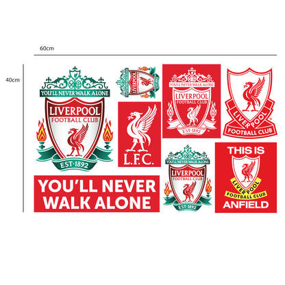 Liverpool Football Club - Anfield European Night (View From The Kop) Wall Mural + LFC Wall Sticker Set