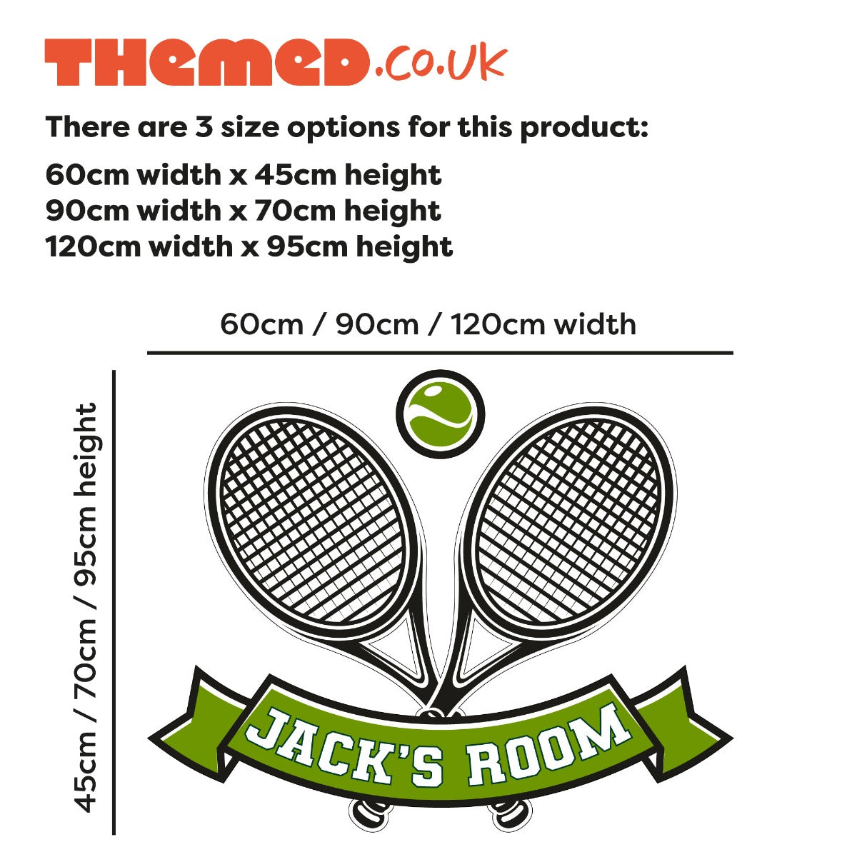 Tennis Rackets and Ball Personalised Banner