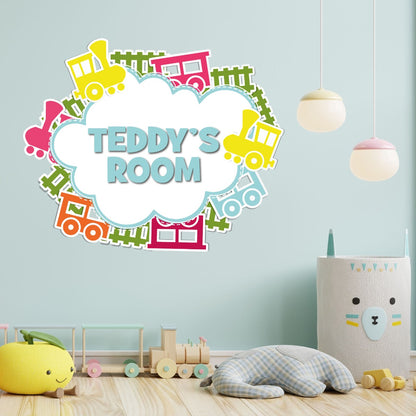 Nursery Wall Sticker - Train Cloud Personalised Name