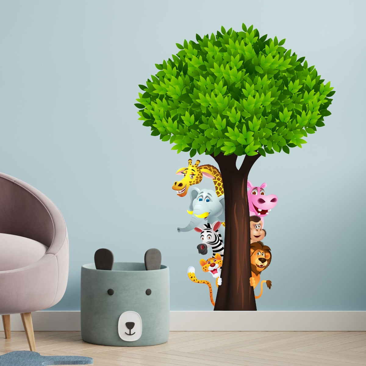 Nursery Wall Sticker - Tree with Peeking Animals