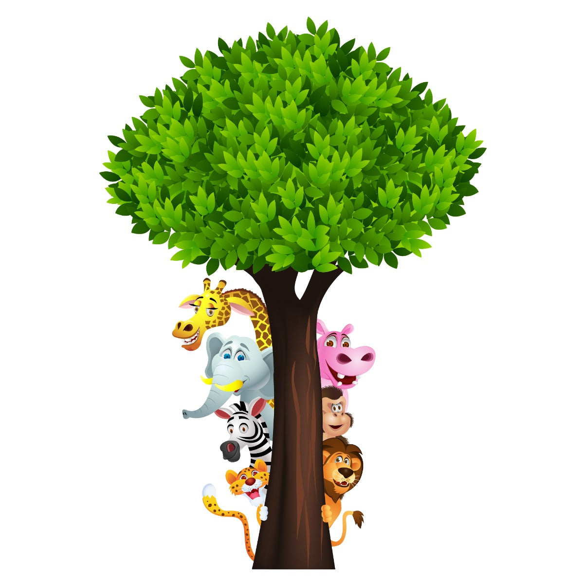 Nursery Wall Sticker - Tree with Peeking Animals