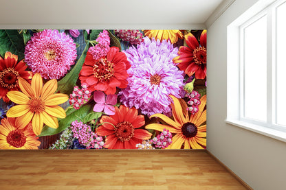 Multicoloured Flower Wall Mural